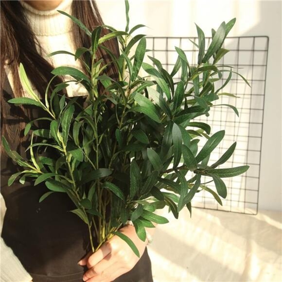 4pcs Faux Greenery Branches Stems Fake Olive Branches Artificial Plants for Vase - Picture 2 of 8